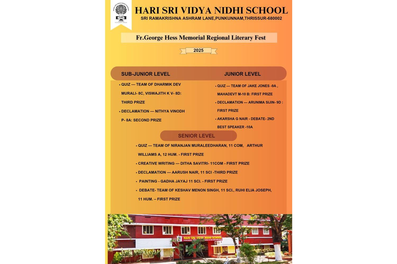 Junior Achievers of Hari Sri Vidya Nidhi School Bag Top Prizes
